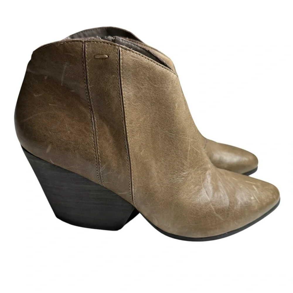 EILEEN FISHER Ankle Boot Womens 11 Tan Leather Side Zip 3” Heel MSRP: $228 READ
